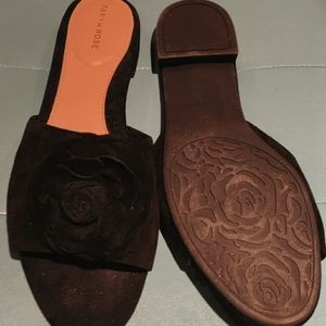 Taryn Rose  black suede mules 9M